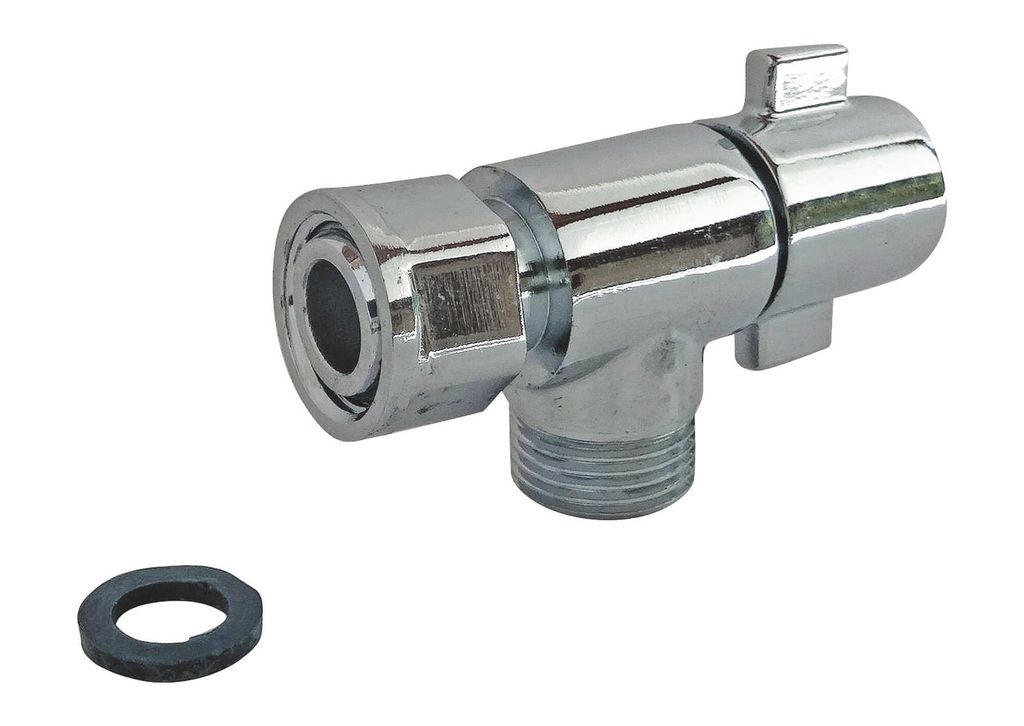 SOMATHERM FOR YOU - Robinet de WC Design 1/4 de tour équerre chromé M12/17 (3/8'') - Ecrou Prisonnier 12/17 (3/8'')