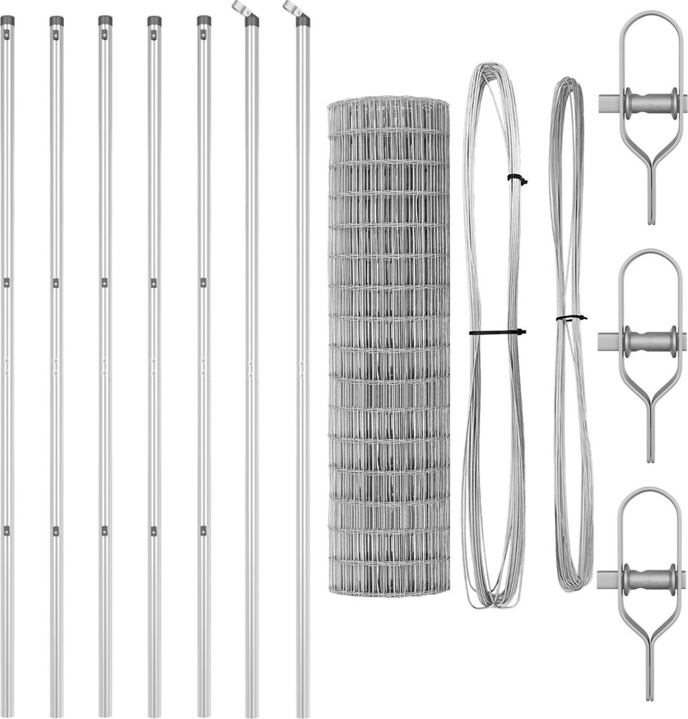 Möbel Euro Zaun mit 7 Pfosten 1x10 m Verzinkter Stahl - Metallzäune 3350470