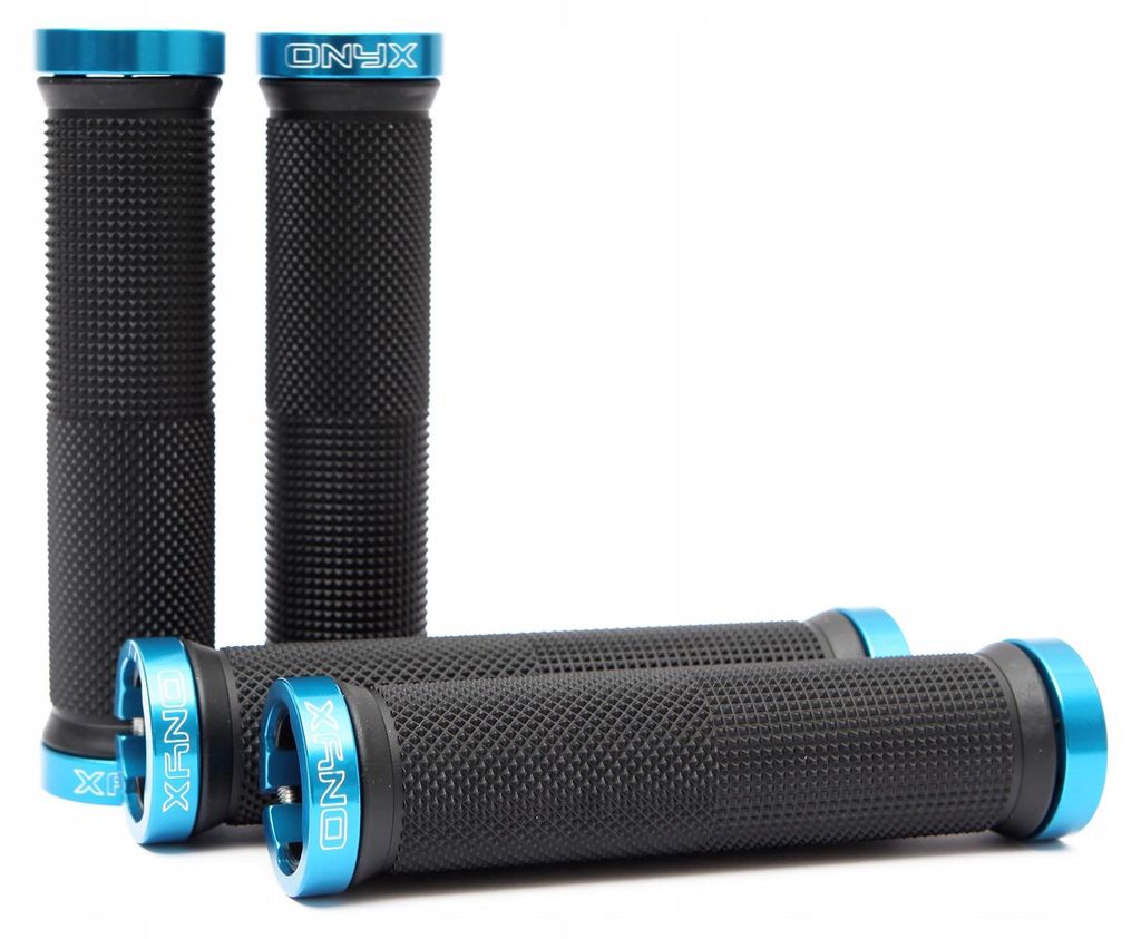 Set di manopole per bicicletta, 2 pezzi, nero/blu Immagine del prodotto 