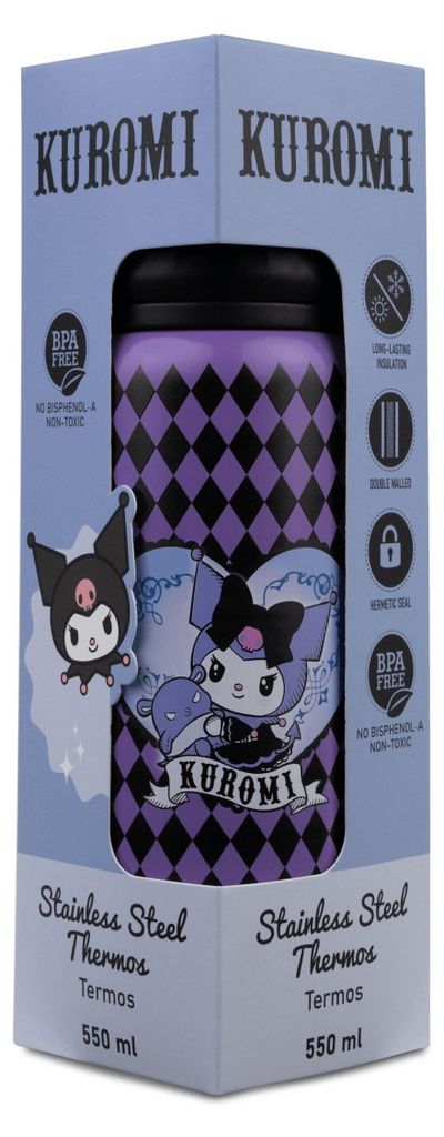 Kuromi Metalen drinkfles voor baby's, paars, 550 ml Productafbeelding 