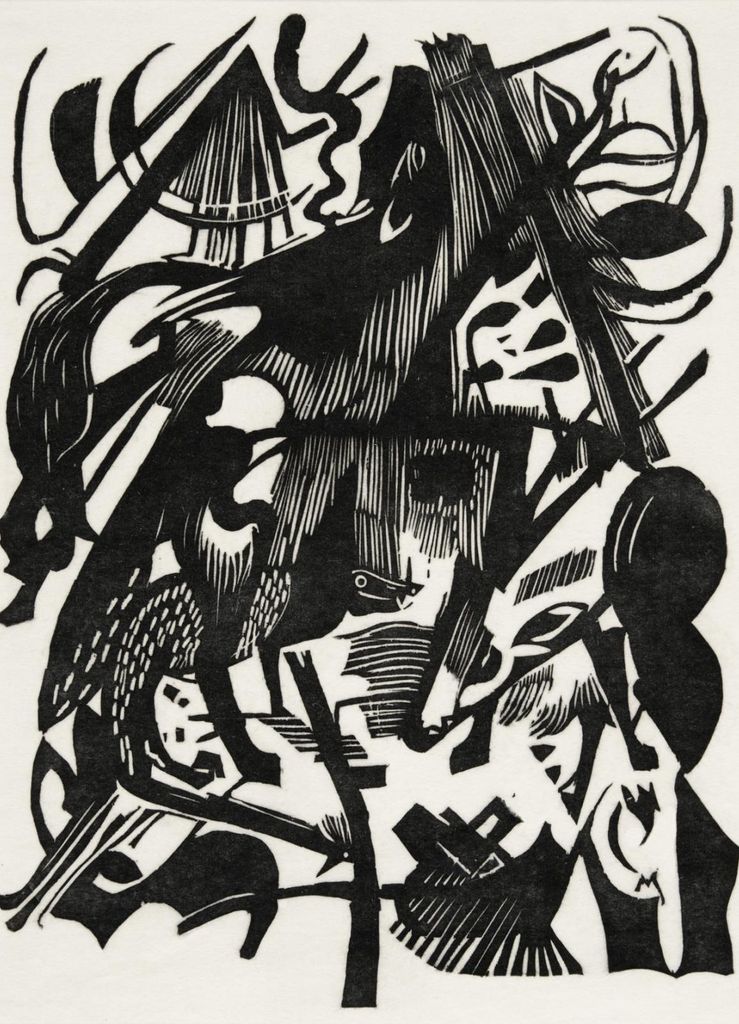 Plakat 13x18cm Geburt der Wölfe, Marc Vintage für das Wohnzimmer