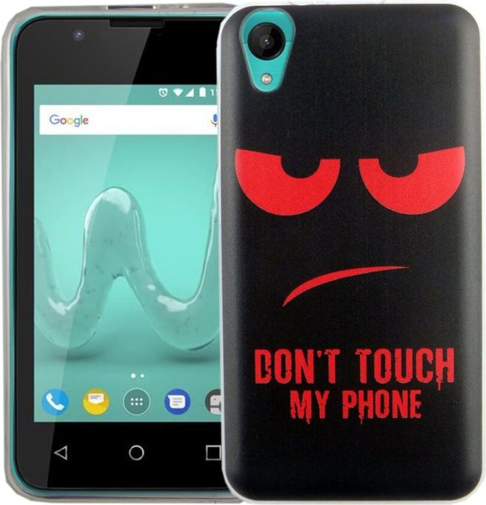 Handy Hülle für Wiko Sunny 2 Dont Touch My Phone Rot Smartphone Cover Bumper Schale Etuis