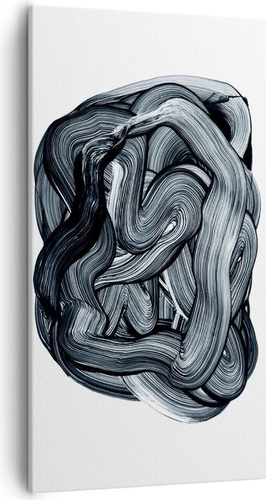 Bild auf Leinwand - Leinwandbild - Einteilig - Abstraktion schwarz verschwommen - 55x100cm - Wand Bild - Wanddeko - Wandbilder - Leinwanddruck - Bi...