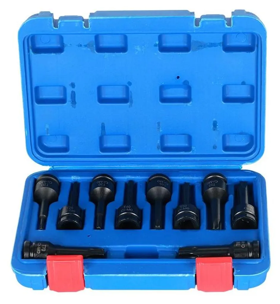 Douilles Torx pour vis bloquées - Acier au chrome-vanadium rose T20 à T80 - 10