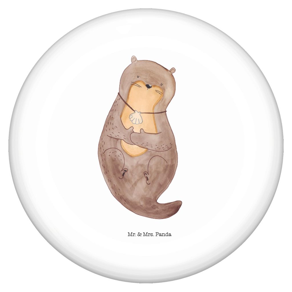 Mr. & Mrs. Panda Plakette Otter Muschel - Weiß - Geschenk, Pin, Motivation, Seeotter, Reversnadel, Button, Badge, Ansteck, Medaillon