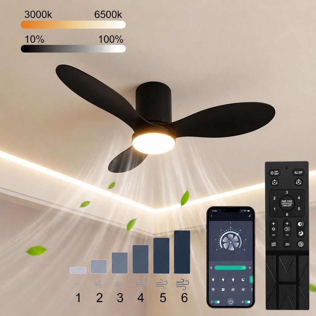 Ventilatore a soffitto a LED, diametro 52 pollici, colore Immagine del prodotto 