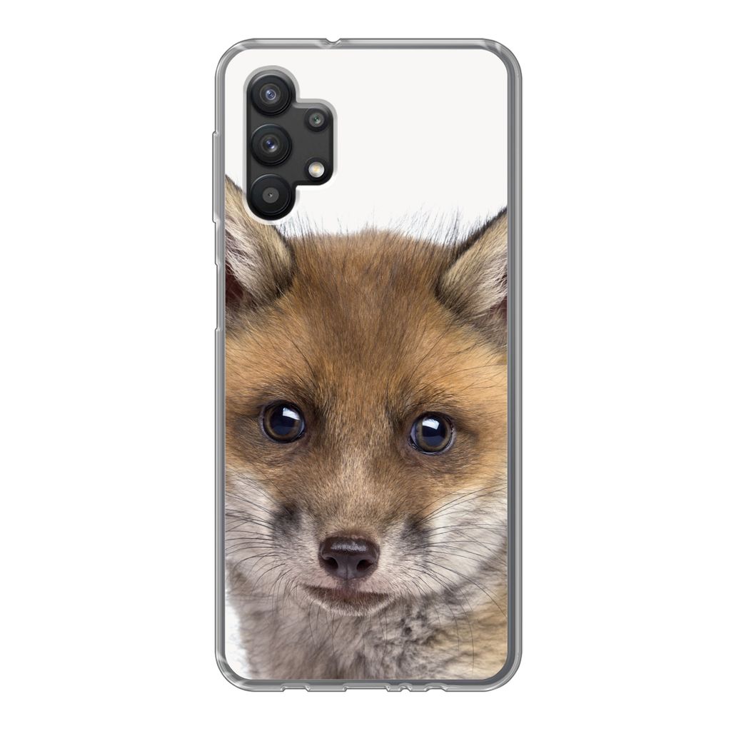 MuchoWow Handyhülle Schutzhülle Hülle für Samsung Galaxy A32 5G Fuchs - Tiere - Jungtier - Jungen - Mädchen - Kind Silikon Softcase Handy H...