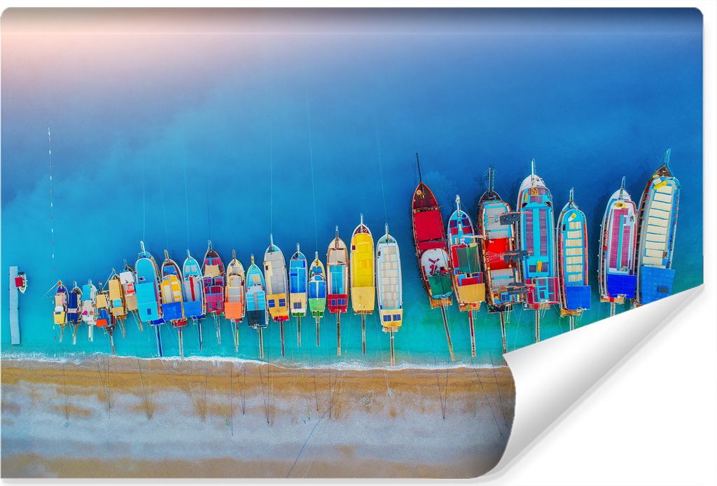 Muralo XXL Selbstklebende FOTOTAPETE Meer BOOTE Aussicht von oben 3D Effekt (B) 300 cm x (H) 210 cm Tapete Wandtapete WOHNZIMMER SCHLAFZIMMER 4577