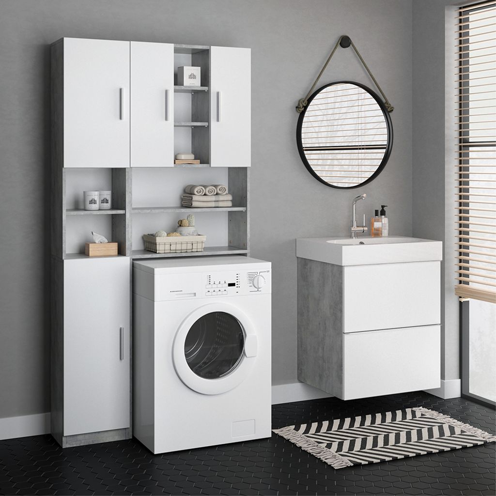 Vicco Badschrank Luis, 32 x 190 cm, Beton/Weiß Produktbild 4