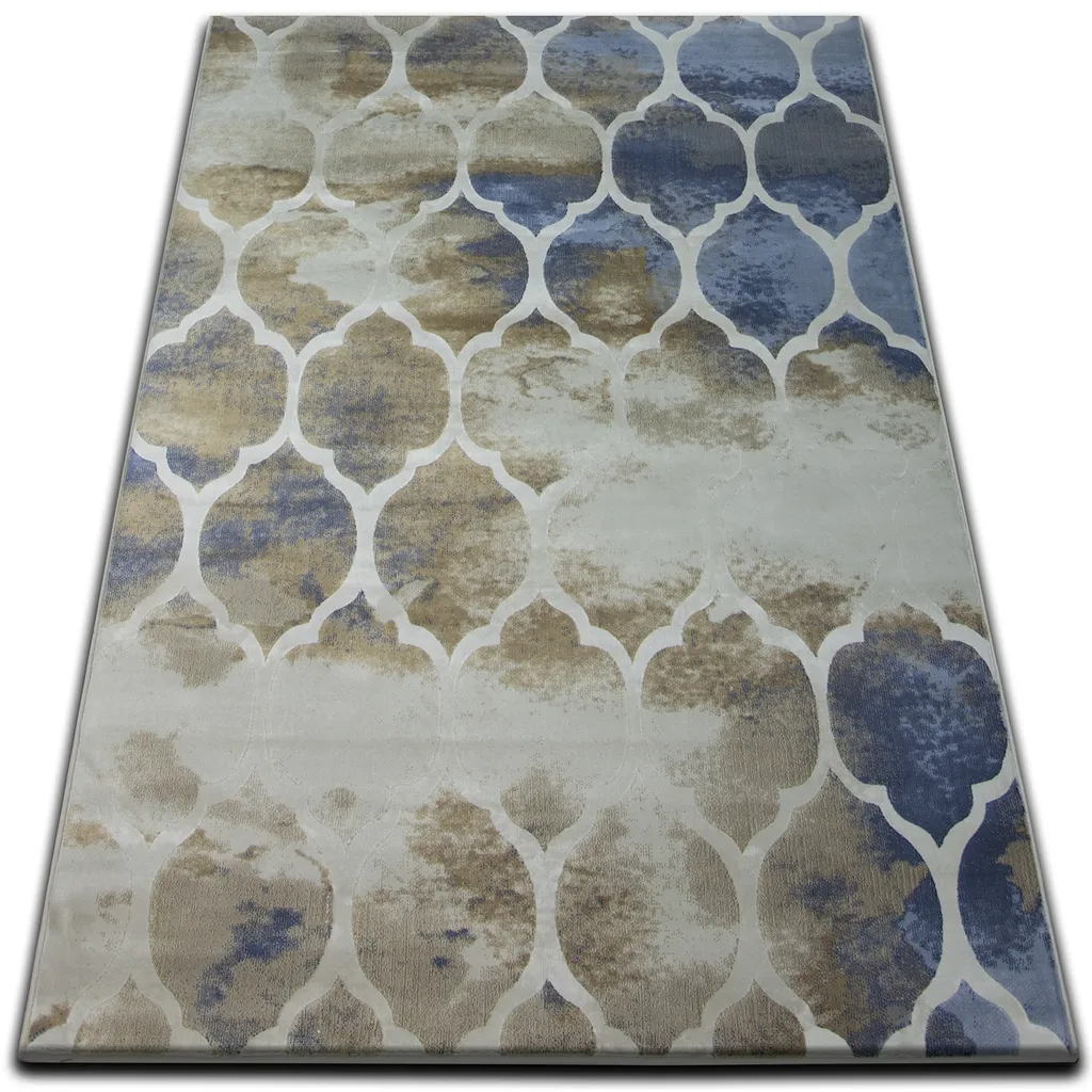 Tapis Résistant et Anti-Taches 160x220 cm JASMINE 761 Beige Bleu