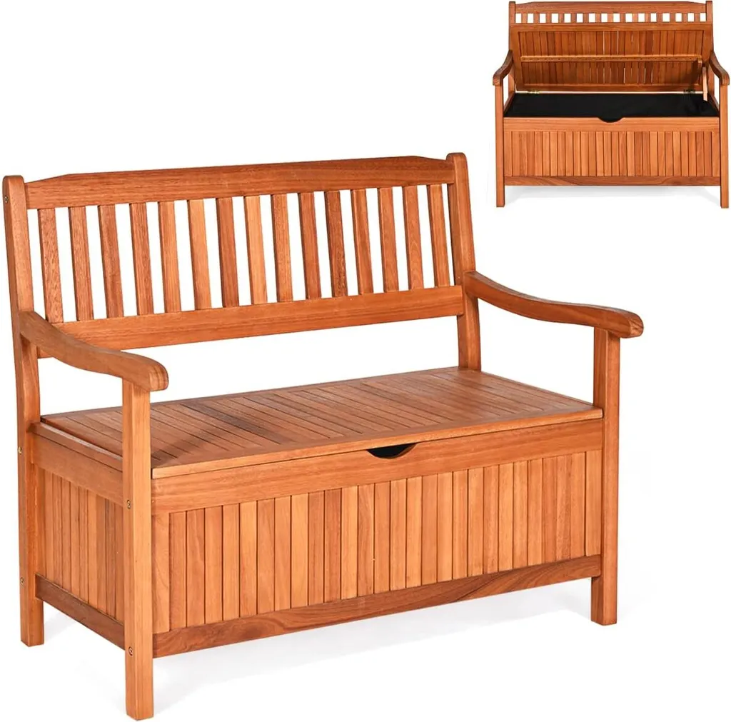 Banc de Rangement pour Terrasse et Jardin 2 Places en Bois Stable 120cm
