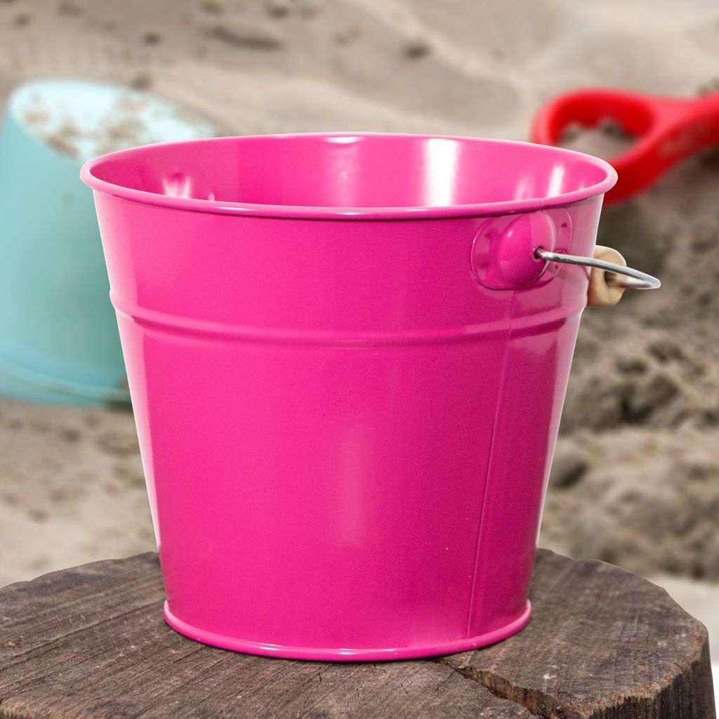 Kindereimer aus Eisen, Klein, Pink mit Henkel
