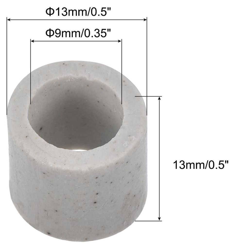 20 Stš¹ck Einlochzylinder Keramikrohr 9mm Innendurchmesser, 13mm Au?endurchmesser, 13mm L?nge Keramik Rohr fš¹r Kabel Isolierung Kabelmanagemen...
