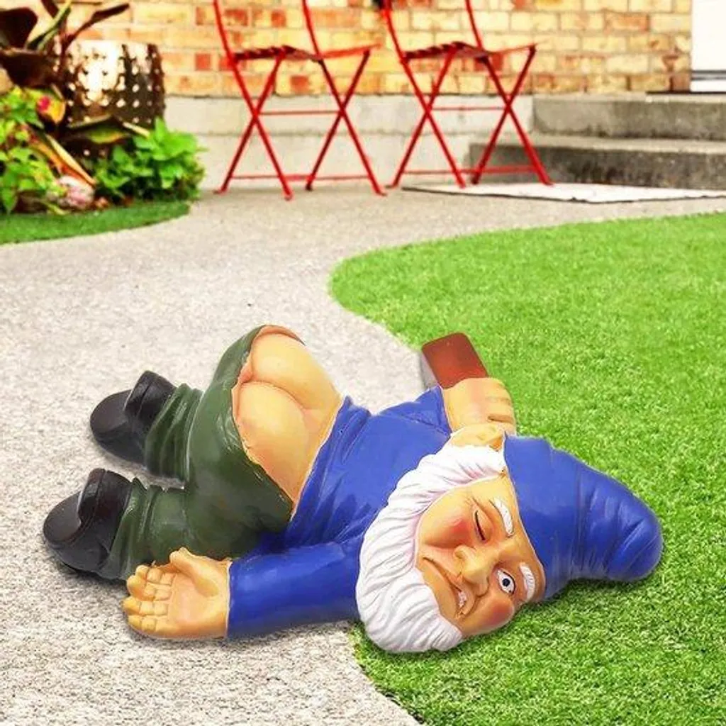 Nain de jardin bleu pour décoration de balcon et terrasse ambiance fun
