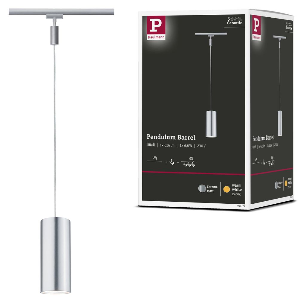 Suspension LED Paulmann URail, modèle "Barrel" Image du produit 