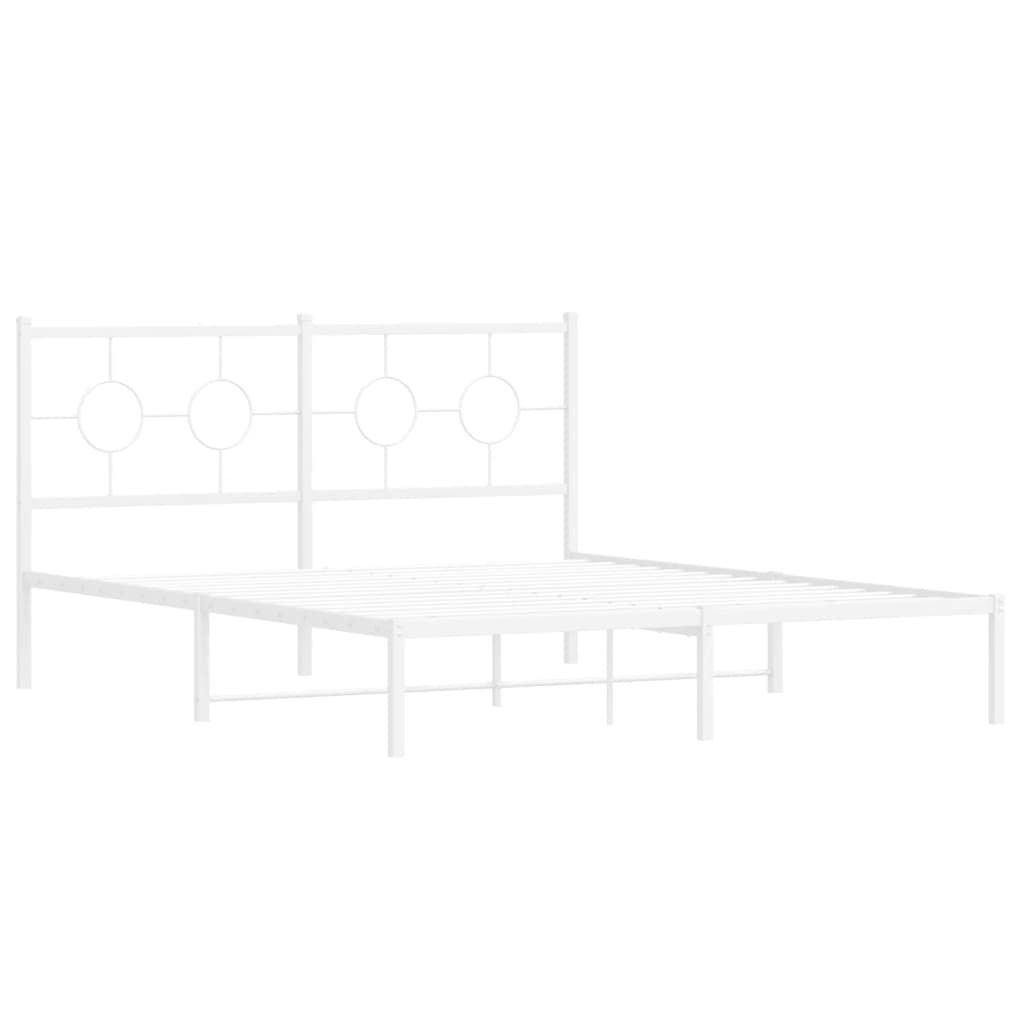 Bettgestell mit Kopfteil Metall Weiß 160x200 cm