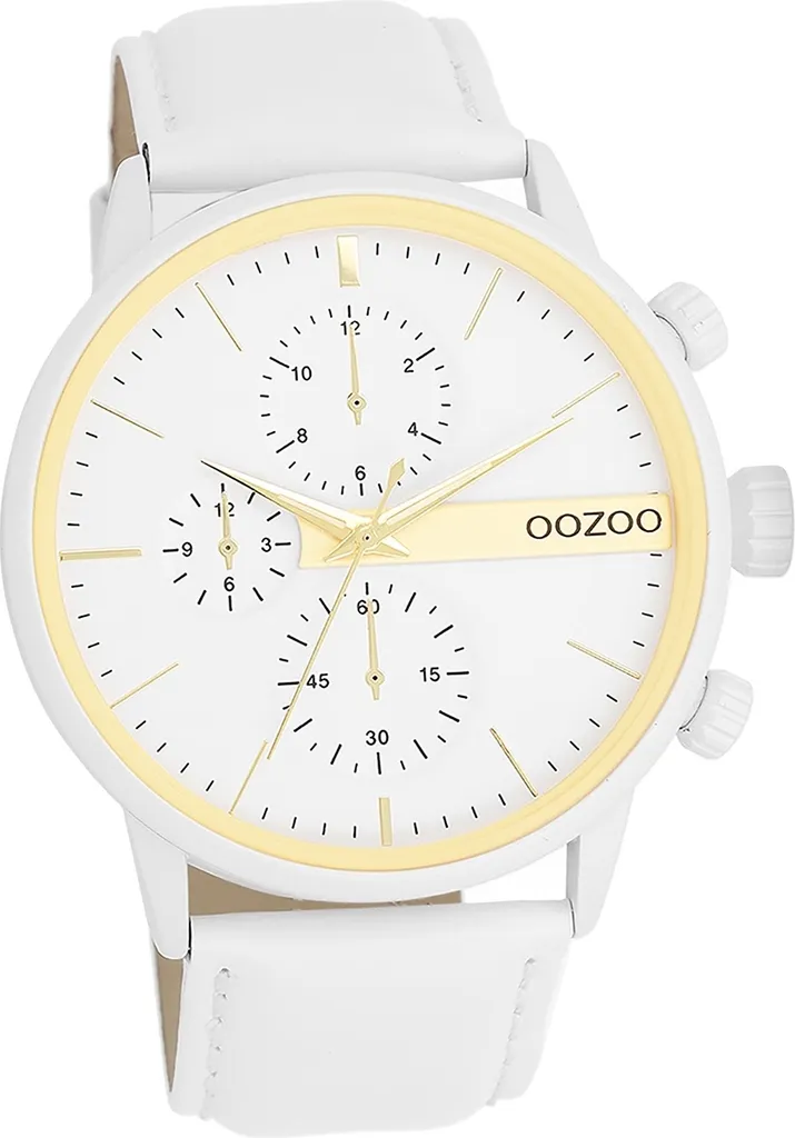 Oozoo orologio da uomo in pelle orologio analogico al quarzo bracciale bianco Timepieces D2UOC11313