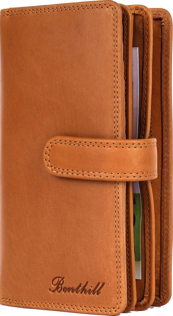 Benthill Geldbörse Damen Leder Groß | XXL Portemonnaie Groß mit vielen Kartenfächer | Grosses Rindsleder Portmonee | Damenbörse inkl. Geschenkbox