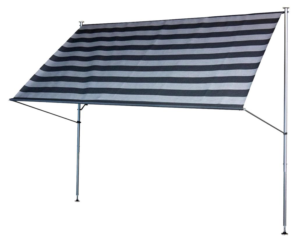 Klemmmarkise Premium mit Handkurbel, für Terrasse und Balkon, Montage ohne Bohren, hergestellt in Deutschland, hochwertiger Stoff, UV-beständig, ...
