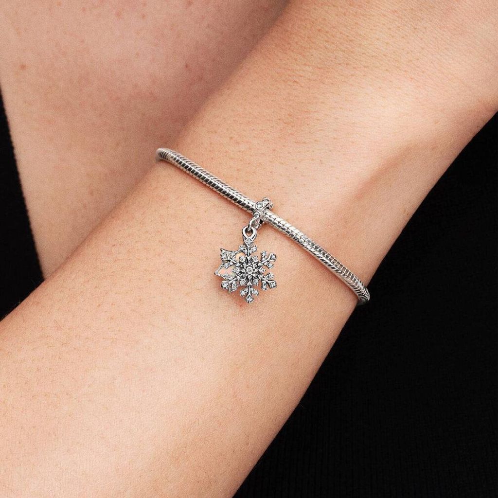 Pandora, dije con forma de copo de nieve brillante, doble Imagen del producto 