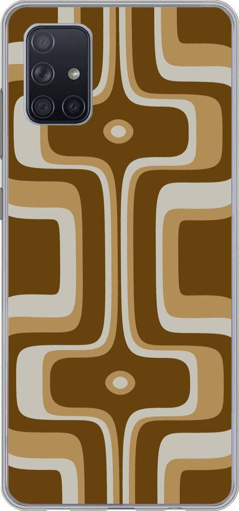 MuchoWow Handyhülle Schutzhülle Hülle für Telefoonhoesje Samsung Galaxy A71 Retro - Design - Braun Silikon Softcase Handy Hülle - Kartenbesi...