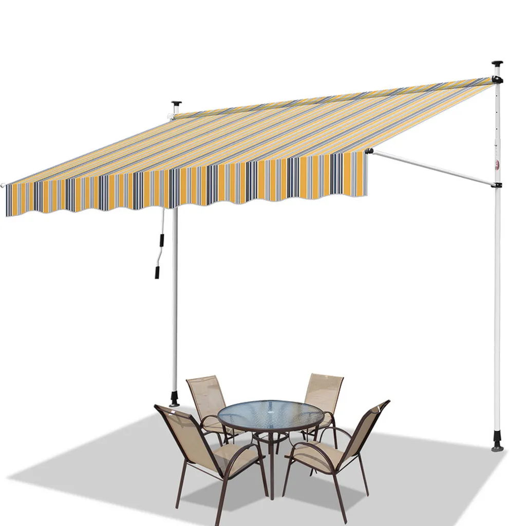 Tenda da sole Jopassy Tenda da sole senza foratura Tenda da sole per balcone regolabile in altezza Tenda da sole per balcone 300 cm Giallo Blu