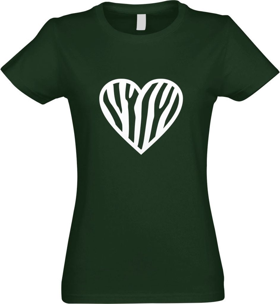 Kiwistar - T-Shirt tailliert - Damen - flaschengrün - Zebra - mit Motiv Bedruckt - Funshirt Design - Sport - Freizeit - Damen - XXL
