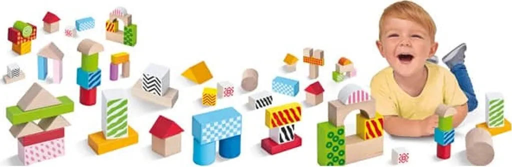 Jeu de Construction Premier Âge en Bois avec 50 Cubes et Formes Variées - 10