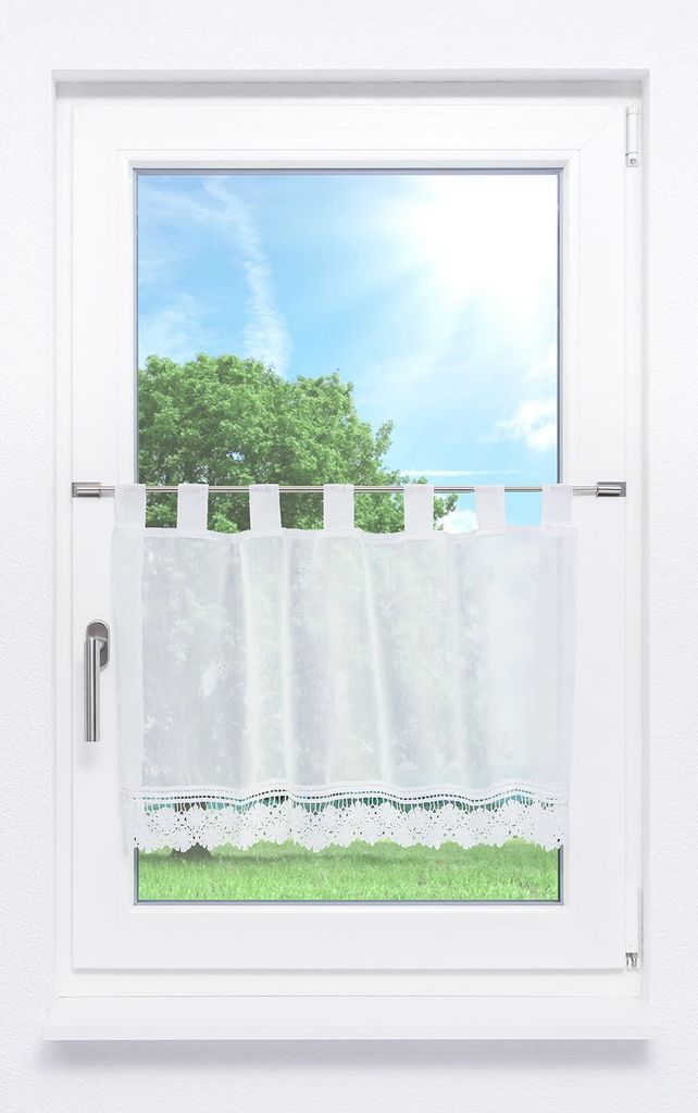 Scheibengardine von Lysel - Colorada (Bx H) 140cm * 48cm Weiß/Weiß