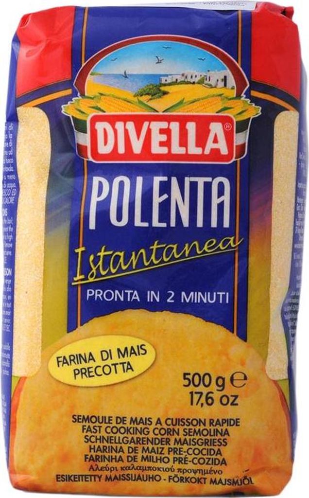 A bag of Divella Polenta Istantanea.