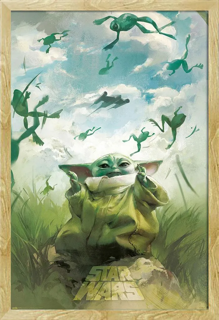 Cadre Mural Star Wars Grogu Training Poster Maxi 61x91,5 cm Déco Cinéma