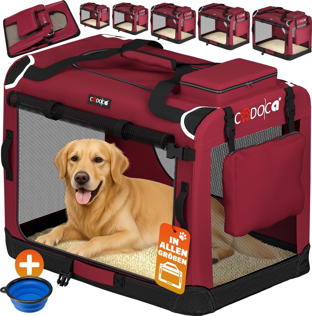 CADOCA® Cage de transport XXXL Rouge pour animaux chien Image du produit 