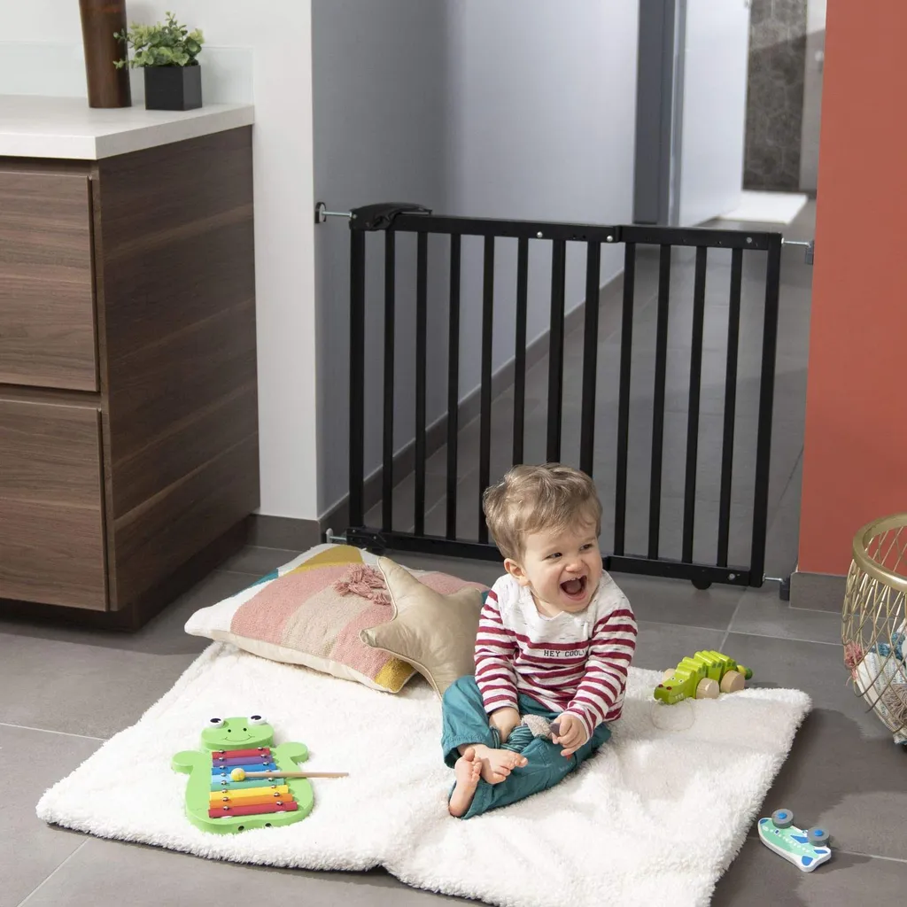 Barrière de Sécurité Enfant Extensible Noire Fixation Pression et Vis - 6