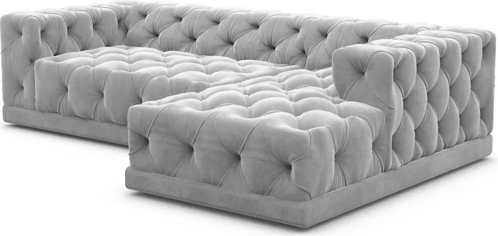Samtstoff L-Form Sofa Meliva Hellgrau Rechts