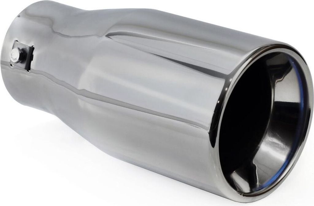 AMiO 02196 Auspuffblende Endrohr Blende 204mm Rund Gerade Glänzend Edelstahl Schwarz Verchromt