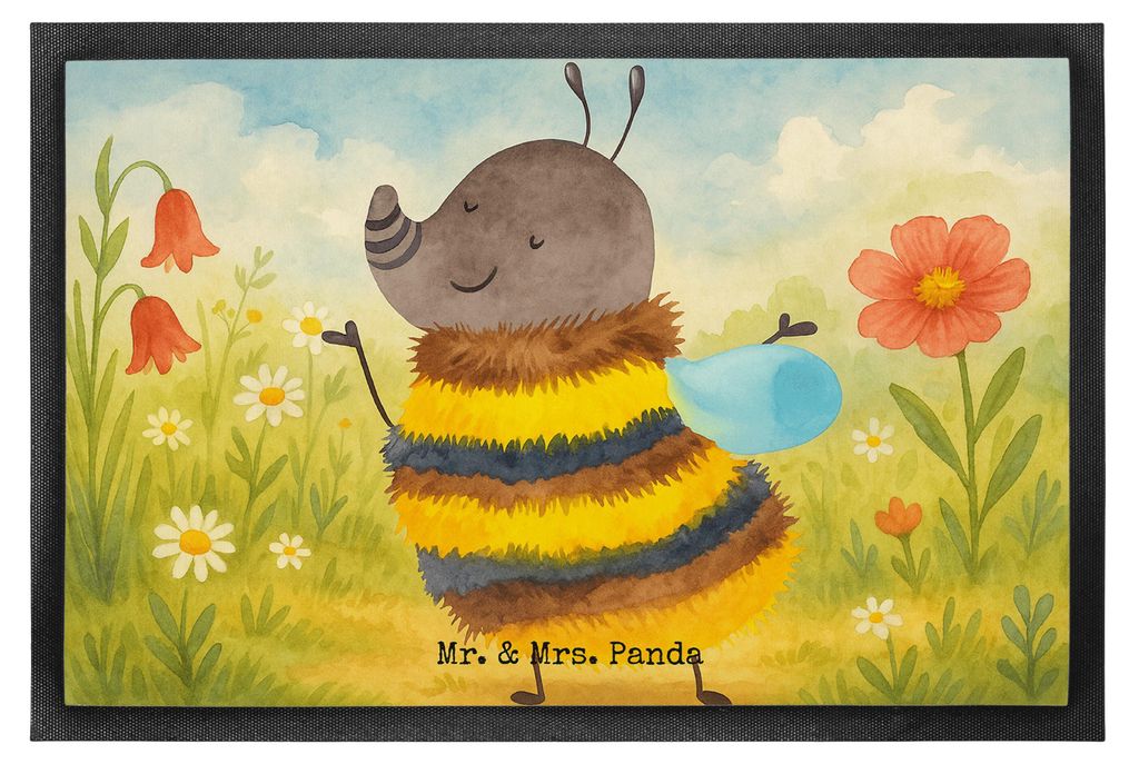 Mr. & Mrs. Panda Bodenvorleger Hummel flauschig Design 40 x 60 cm - Weiß - Geschenk, Lustige Sprüche, Schmutzmatte, Schmutzfangmatte, Blume, Fuß...