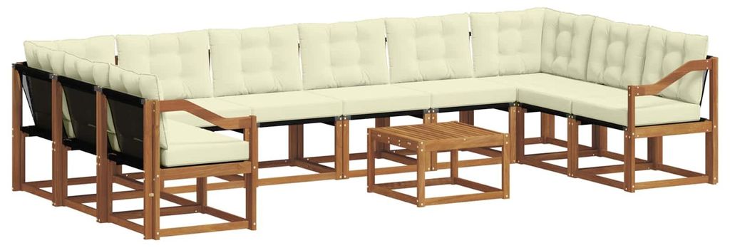 vidaXL Outdoor-Sofagarnitur mit Kissen 11 pcs Natur und Creme