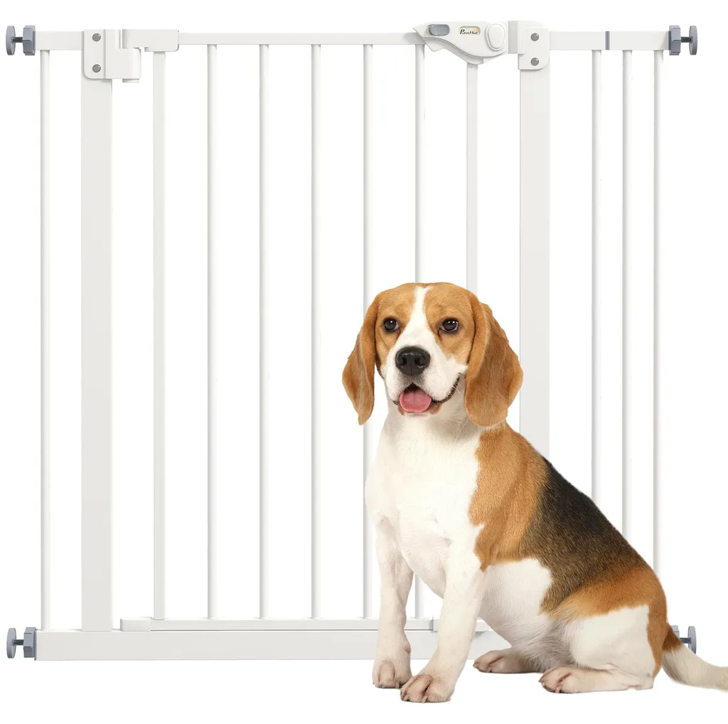 Barrière de sécurité PawHut pour chiens - Grille d'escalier en métal noir