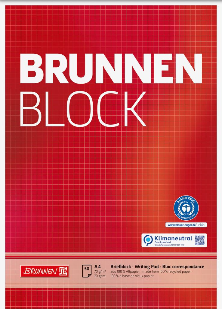 BRUNNEN 105261801 Block "BRUNNEN-Block" Recycling A4 Image du produit 
