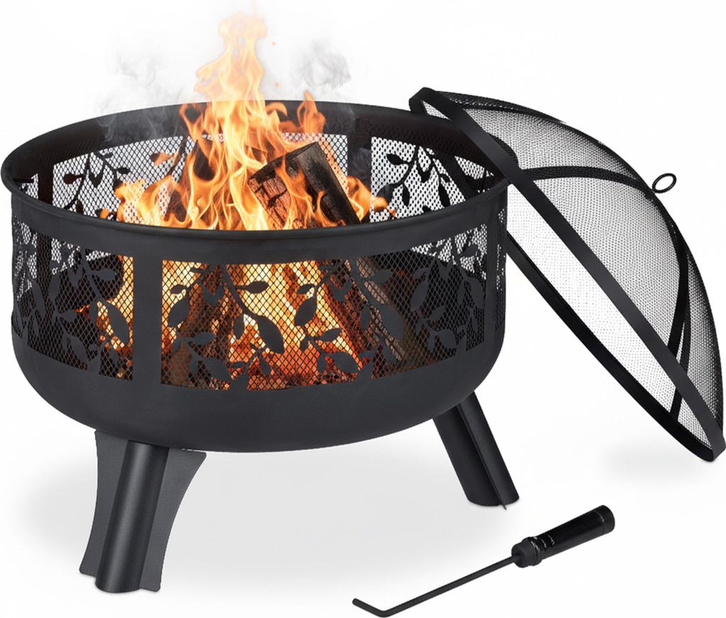 relaxdays Feuerschale schwarz 60,0 cm
