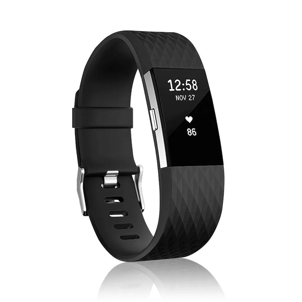 Cinturino Ricambio Fitbit Charge 2 Nero Diamond BStrap Taglia L