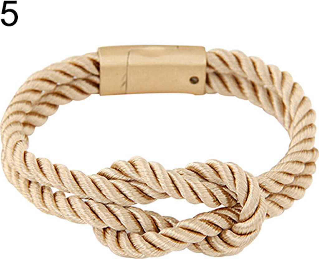 Geflochtenes Seilkettenarmband für Damen und Herren mit Magnetverschluss und Schleife-Aprikose