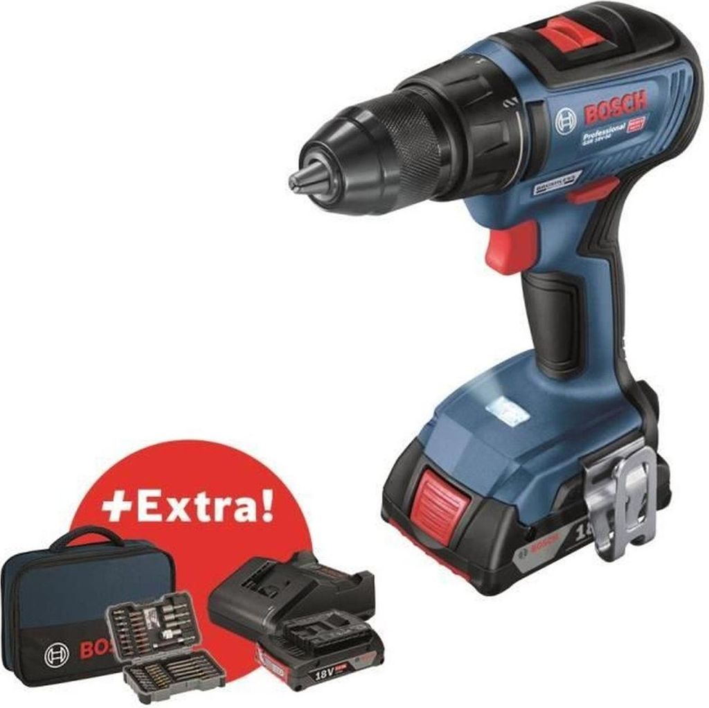 Bosch wkrętarka gsr 18v-50 2x2,0ah 50/24nm bl +43 acc torba