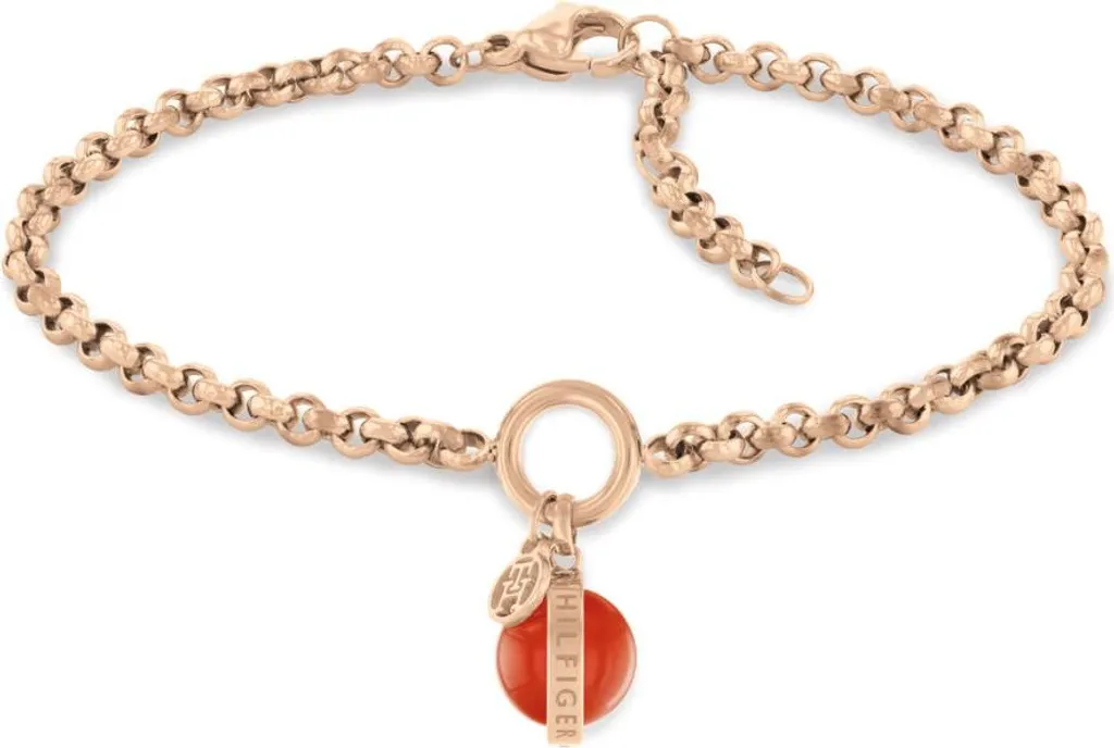 Bracelet en cornaline et maille gourmette en bronze pour femme chic