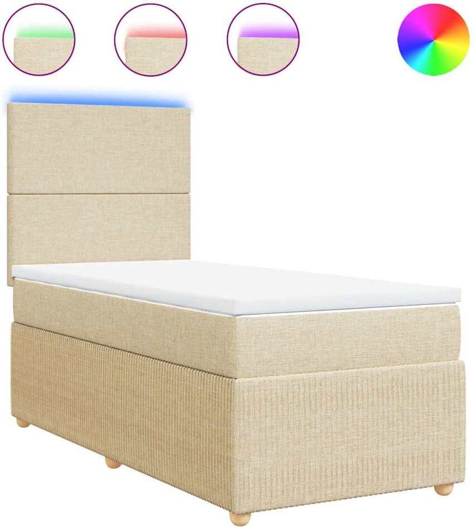 vidaXL Boxspringbett mit Matratze Creme 90x190 cm Stoff