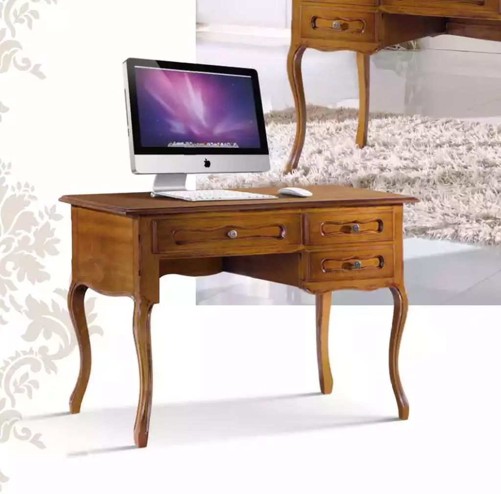 Klassischer Schreibtisch Holzmöbel Braun Arbeitszimmer Möbel Schubladen