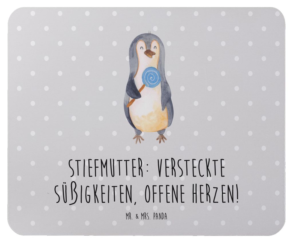 Mr. & Mrs. Panda Mauspad Stiefmutter Herzen - Grau Pastell - Geschenk, laptop, Mousepad, mousematte, Verwandte, Mouse Pad, Bonusmutter, Geschenke, ...