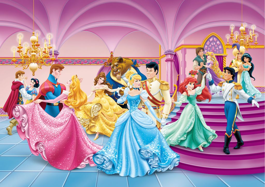 Disney fototapeta księżniczki różowym,niebieskimIżółtym - Zdjęcie produktu 