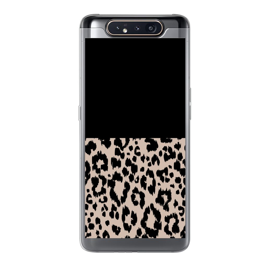 MuchoWow Handyhülle Schutzhülle Hülle für Samsung Galaxy A80 Panther Druck - Tiere - Schwarz Silikon Softcase Handy Hülle - Schutzdeckel