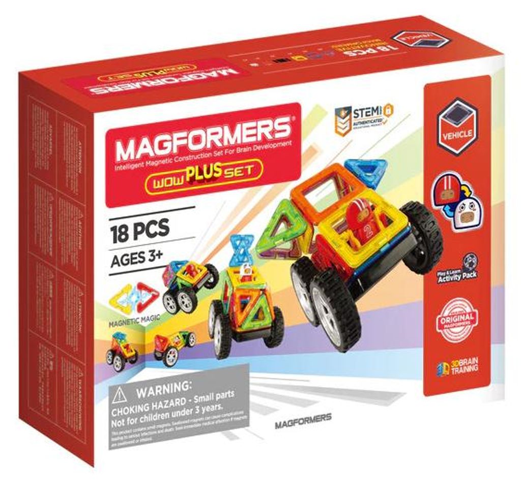Magnetisches Bauspielzeug - Magformers Wow Plus, 18 Teile
